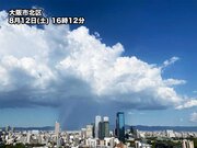 大阪府北部でゲリラ豪雨　大きな雲の下に「雨柱」が出現