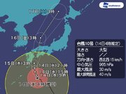 台風10号　超大型から大型に　午後にも九州が暴風域        