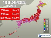 台風10号の風でフェーン現象　日本海側の5地点で40℃超        