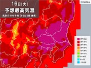 きょう16日の関東　危険な暑さ　40以上の酷暑日も　今夜も熱帯夜　熱中症に警戒