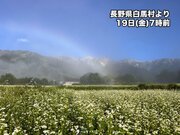 長野県で白虹が出現　そばの花や北アルプスとの共演