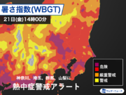 熱中症警戒アラート　神奈川県、埼玉県、群馬県、山梨県に発表        