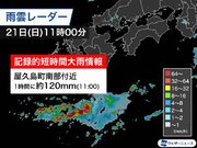 鹿児島県・屋久島で1時間に約120mmの猛烈な雨　記録的短時間大雨情報
