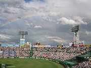 夏の全国高校野球選手権に決着、優勝を祝福する空に虹のアーチ        