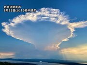 記録的暑さとなった北海道で雨雲発達　かなとこ雲が出現