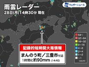 香川県で1時間に約90mmの猛烈な雨　記録的短時間大雨情報