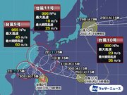 日本の周辺に3つの台風　11号は沖縄接近の可能性