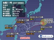強い台風11号は小笠原を直撃　週後半は非常に強い勢力で沖縄に
