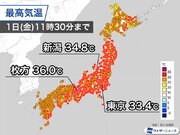 9月スタートも近畿から関東、東北で猛暑　東京の真夏日日数は年間最多タイ