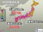 西日本で9月として記録的暑さ　関東は暑さ和らぐも東京は真夏日に