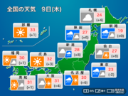 今日9月9日(木)の天気　北、東日本の広範囲で雨　関東や東海は局地的に激しい雨も