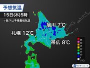 北海道の各地に霜注意報　旭川は最低気温7予想