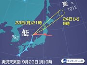 台風17号から変わった温帯低気圧　北日本は明日朝にかけ強風や激しい雨に注意        