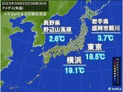 今朝(25日)　本州で今季初5以下　放射冷却の影響