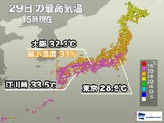 中部から西日本ではカラッとした青空　大阪などで湿度30％台も