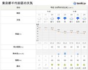 関東　冷たい雨が降ったりやんだり　日中は気温低下　東京都心など20を下回る予想