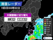 三宅村・御蔵島村の大雨特別警報は警報に切り替え　引き続き安全確保を
