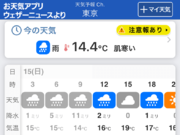 東京は本降りの雨で気温上がらず　10時の気温は14で肌寒い