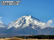 碧空に映える秋富士　山頂の雪は減少