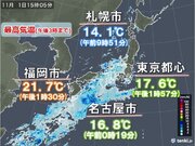 西日本・東日本は曇天で気温上がらず　11月ひんやりスタート　あす2日は肌寒さ解消