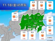 関東甲信　きょう18日は広く晴れる　その先　天気が短い周期で変化