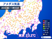 関東など東日本は今日も暖か　前線通過で西から気温降下