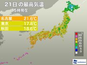 過ごしやすい月曜日に　明日22日(火)の北日本は夜ほど冷える