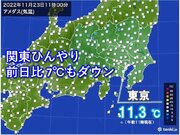 東京都心の午前11時の気温11.3　12月並み　このあとも気温横ばい　寒さ続く