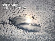愛媛県でうろこ雲にポッカリ穴が空く        