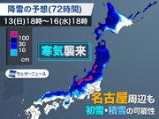 週前半、北陸や東北は大雪に警戒を　名古屋なども初雪か
