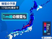 寒波襲来で西日本も雪に　北陸など数日で1m超の大雪に警戒