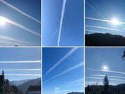 青空の長野県の空に白いライン　長く伸びる飛行機雲ラッシュ        