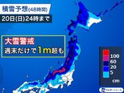 日本海側で次第に雪が強まる　週末だけで再び1m超の大雪のおそれ