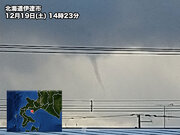 北海道の海上で「ろうと雲」目撃　竜巻や突風に注意