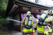 文化財防火デーを前に高槻市の安岡寺で防火訓練
