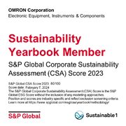 オムロン　「S&Pグローバル・サステナビリティ・イヤーブック2024」のメンバー企業に４年連続で選定