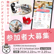 参加者大募集猫ちゃんの表情分析のプロが語る無料セミナーやインスタ映え必至のハンドメイドワークショップを開催！猫好きさん必見イベント「にゃんダフルFestival 2024 in TOKYO」