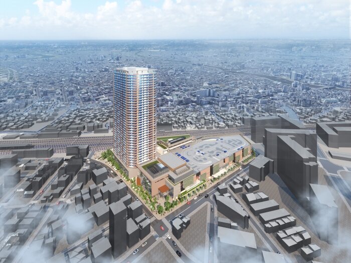 画像：クロス金町の全体完成イメージ（三菱地所発表資料より）