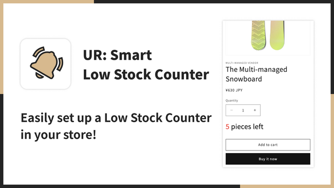 画像：【海外向け】EC アプリ「UR: Smart Low Stock Counter」を、株式会社 UnReact がリリース