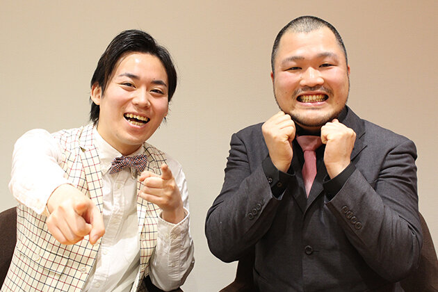 画像：ツッコミ担当の佐藤大樹（左）、ボケ＆歌担当の長谷川俊輔（右）/クマムシのデビューシングル「あったかいんだからぁ♪」ミュージックビデオ公開