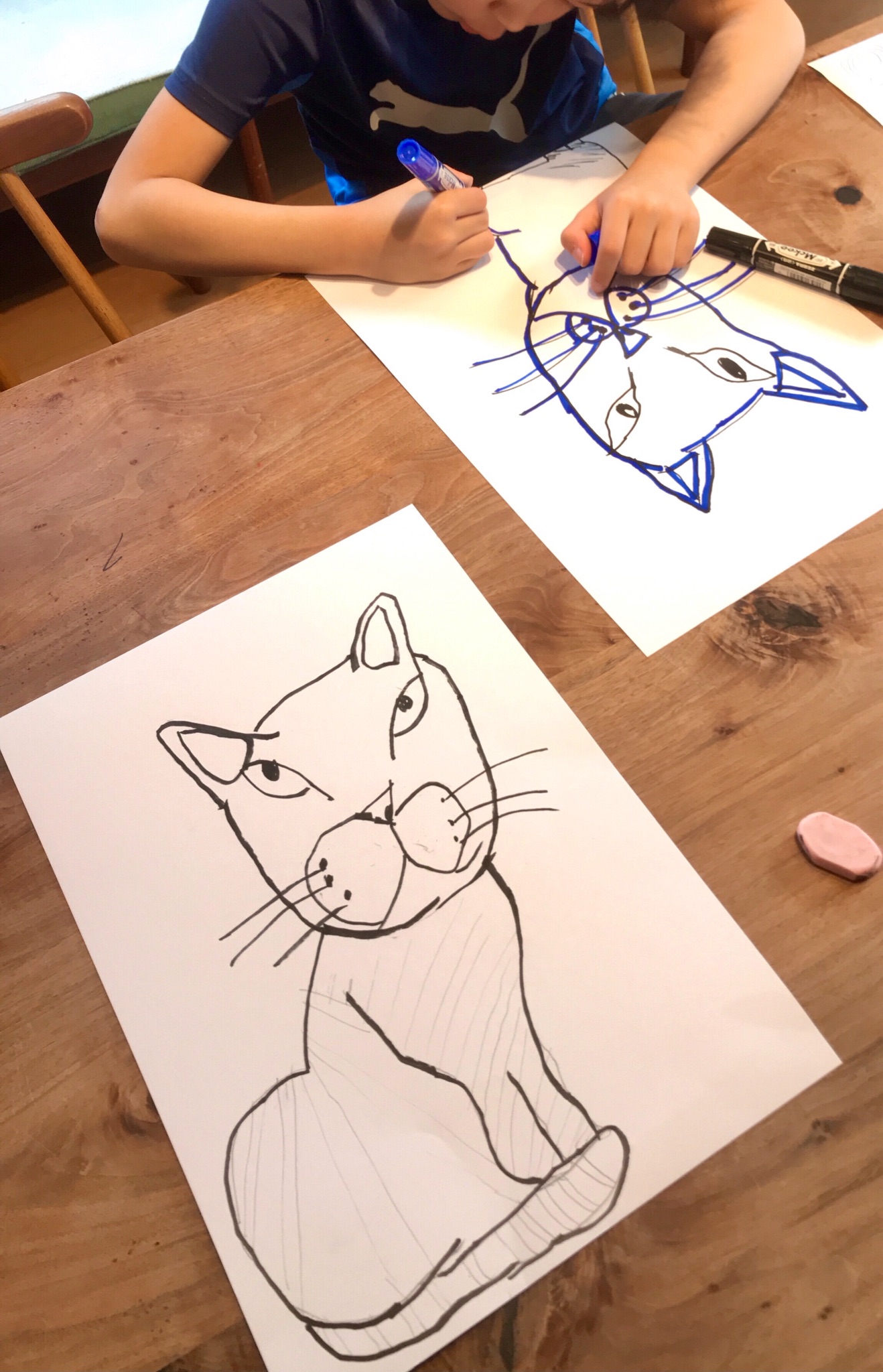 猫を愛し猫に愛される小学1年生の切り絵