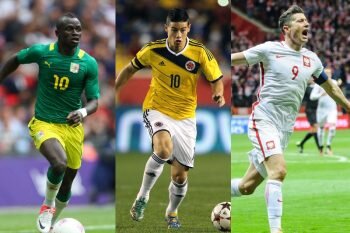 画像：W杯で戦うコロンビア（中央）、セネガル（左）、ポーランド（右）の選手たち [写真]=Getty Images