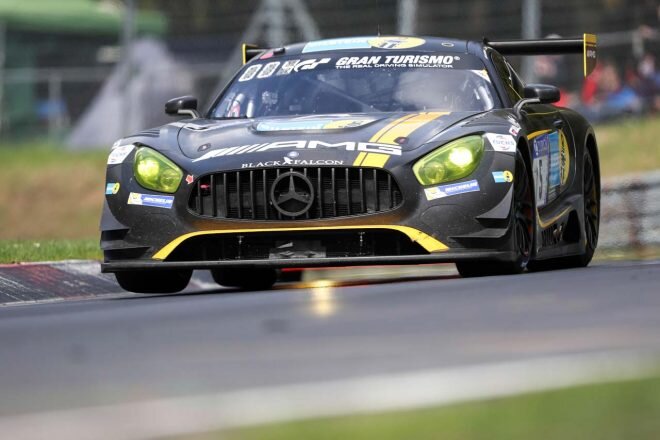 画像：ブラック・ファルコンAMG GT3がニュル24時間予選レースを制す。スバルはリタイアに