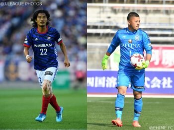 画像：6月のMVPに選出された中澤（左）と秋元（右）[写真]=J.LEAGUE PHOTOS、EHIME FC