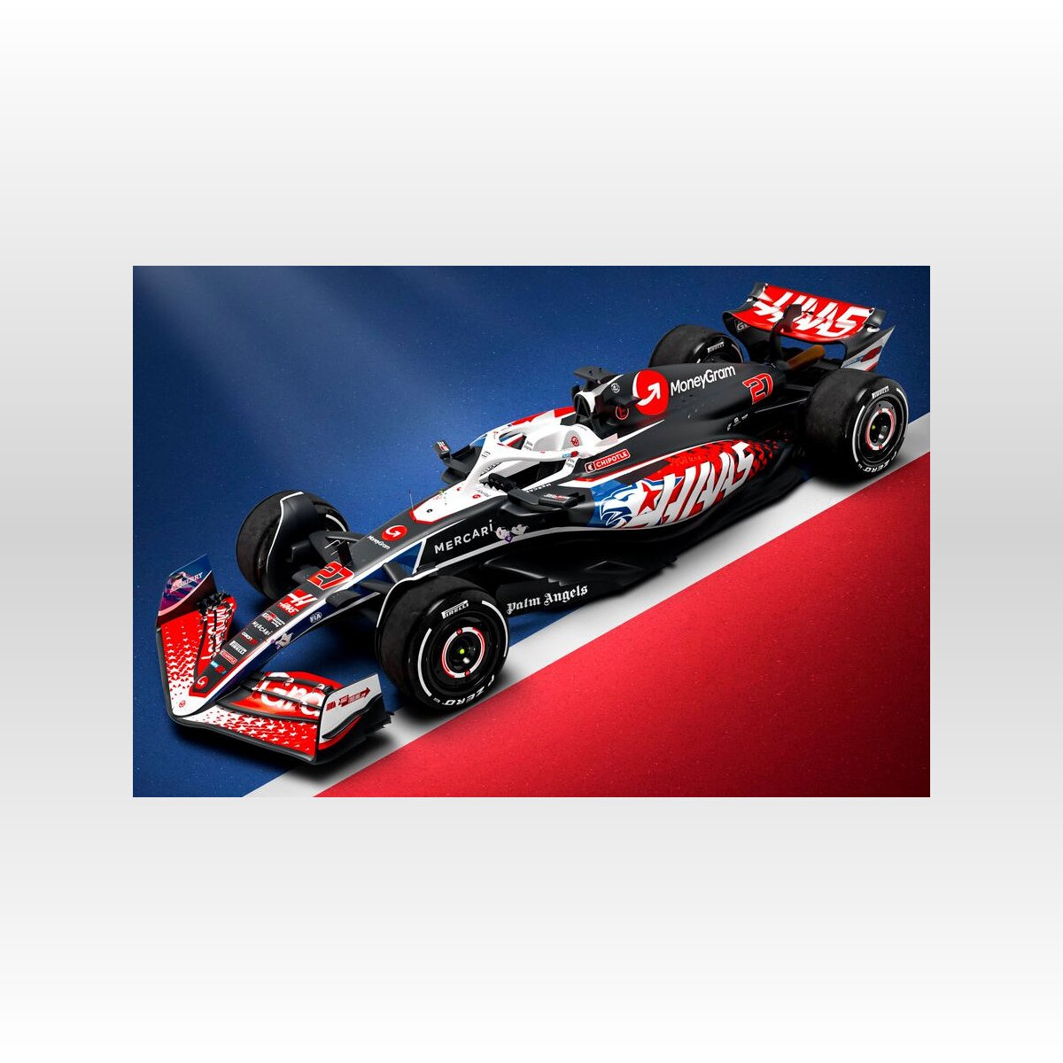 ハースF1がアメリカGP用スペシャルカラーを発表。トヨタ/GRの ハースF1がアメリカGP用スペシャルカラーを発表。トヨタ/GRの