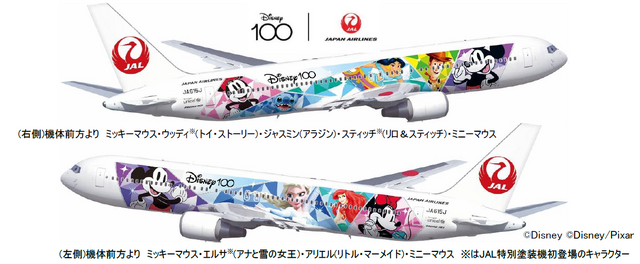 画像：特別塗装機「JAL DREAM EXPRESS Disney100」