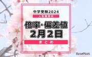 【中学受験2024】人気難関校倍率情報（2/2版）4模試偏差値情報
