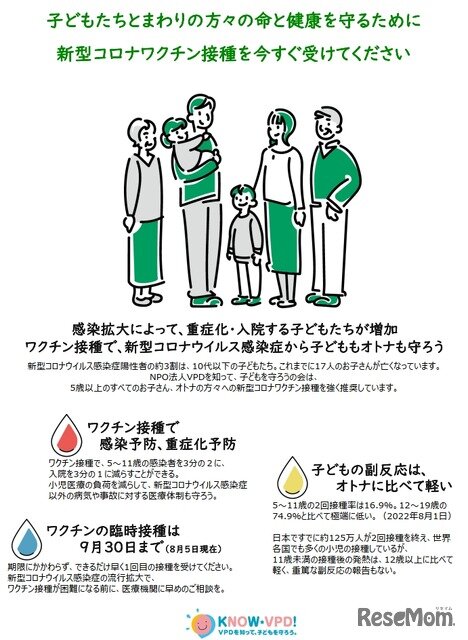 画像：ポスター「子どもたちとまわりの方々の命と健康を守るために新型コロナワクチン接種を今すぐ受けてください」